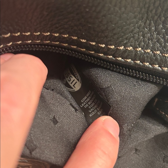 Fossil Morgan Traveler Black Soft Pebble Leather Organizer Crossbody Bag - Picture 9 of 9